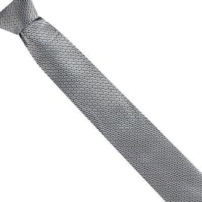 Grey geometric silk tie